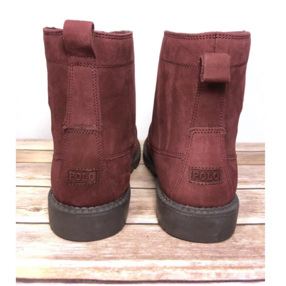 Polo Ralph Lauren Ranger Burgundy Suede Boots Bear - Picture 5 of 6